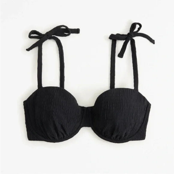 NWT ABERCROMBIE Curve Love Tie-Strap Underwire
Bikini Top M black swim - Picture 3 of 8